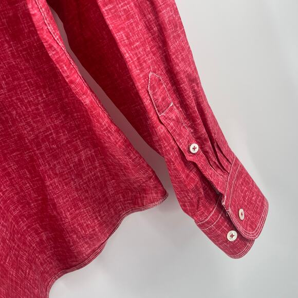 BUGATCHI Button Down Shirt Large Red/Pink Business Office Work Career Cotton - Picture 8 of 14